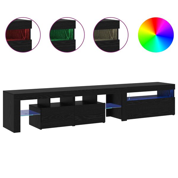 vidaXL TV-Schr&auml;nk 2 pcs Schwarz Eichen-Optik 215 x 36,5 x 40 cm