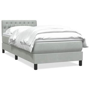 vidaXL Boxspringbett mit Matratze Hellgrau 80x210 cm Samt
