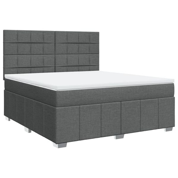 vidaXL Boxspringbett mit Matratze Dunkelgrau 180x200 cm Stoff