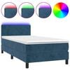 vidaXL Boxspringbett mit Matratze & LED Dunkelblau 90x190 cm Samt