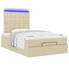 vidaXL Ottoman-Bett mit Matratze & LEDs Creme 120x200 cm Stoff
