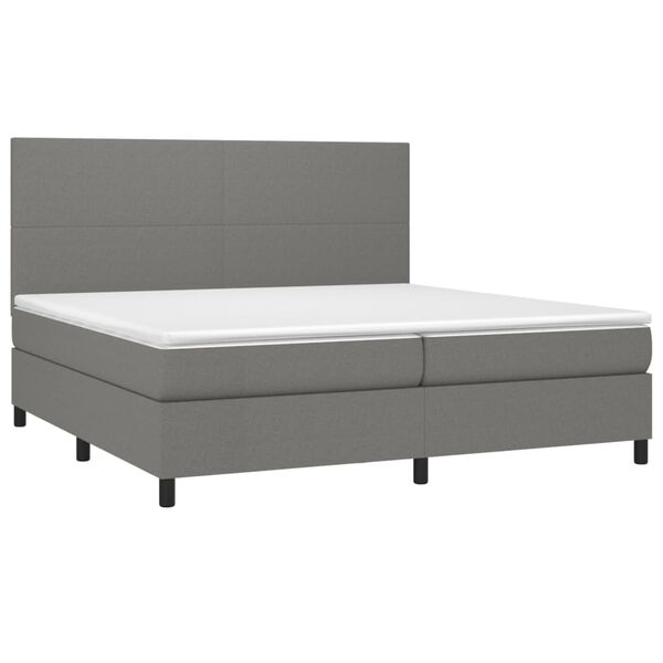 vidaXL Boxspringbett mit Matratze & LED Dunkelgrau 200x200 cm Stoff