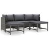 vidaXL 5-tlg. Garten-Lounge-Set mit Kissen Poly Rattan Grau