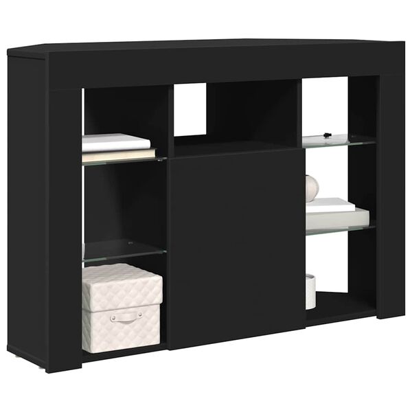 vidaXL Eck-LED-TV-Schrank Schwarz 100x40x68cm Holzwerkstoff