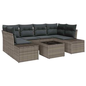 vidaXL Sofa Set mit Kissen 7 pcs Grau Poly Rattan