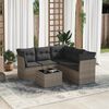 vidaXL 6-tlg. Garten-Sofagarnitur mit Kissen Grau Poly Rattan