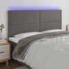 vidaXL LED Kopfteil Grau 180x5x118/128 cm Kunstleder