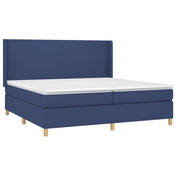 vidaXL Boxspringbett mit Matratze Blau 200x200 cm Stoff