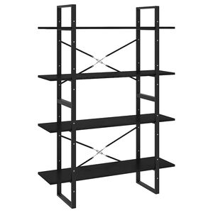 vidaXL B&uuml;cherregal 4 B&ouml;den Schwarz 100x30x140 cm Massivholz Kiefer