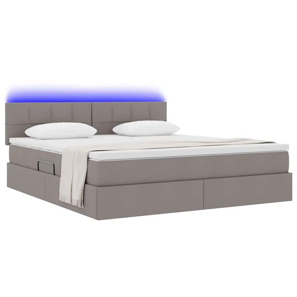 vidaXL Bett mit Stauraum und LED mit Matratze Taupe 180 x 200 cm Stoff