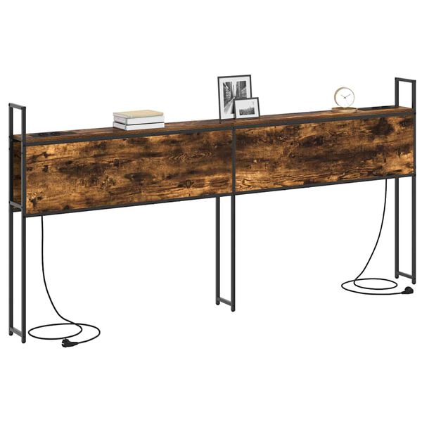 vidaXL Kopfteil mit Stauraum mit Ladestation mit Regal R&auml;uchereiche