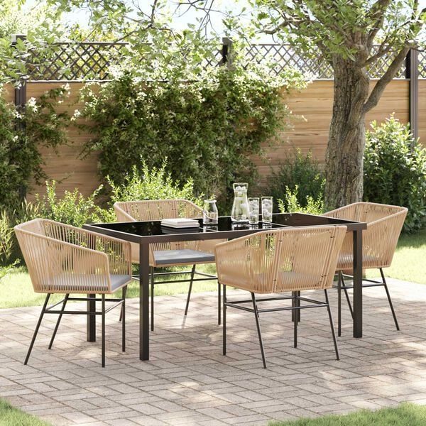vidaXL Garten Essgruppe 5 pcs Braun Pulverbeschichteter Stahl