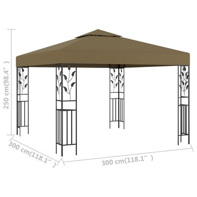 vidaXL Pavillon 3x3 m Taupe 180 g/m²