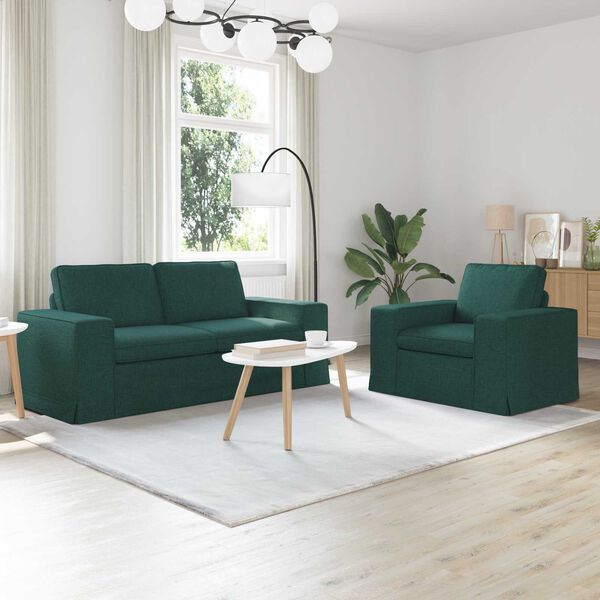 vidaXL Sofa Set 2 pcs Dunkelgr&uuml;n 182 x 80 x 82 cm Stoff