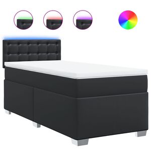 vidaXL Boxspringbett mit Matratze Schwarz 80x200 cm Kunstleder