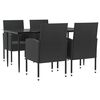 vidaXL 5-tlg. Garten-Essgruppe Schwarz Poly Rattan und Stahl