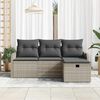 vidaXL Garten-Sofa-Set mit Kissen 4 pcs Hellgrau Poly-Rattan