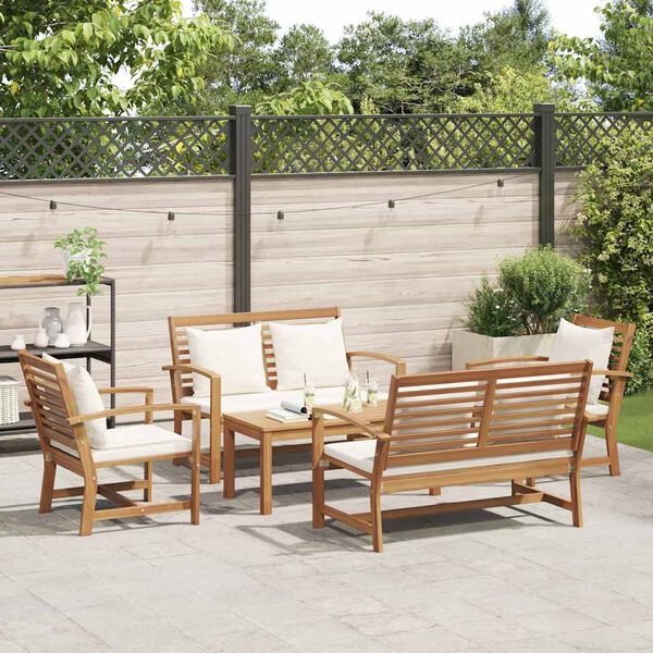 vidaXL Garten-Sofa-Set Natur Teak-Massivholz