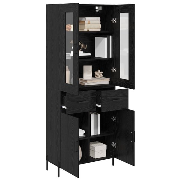 vidaXL Highboard Schwarz Eichen-Optik 69,5 x 34 x 180 cm Holzwerkstoff