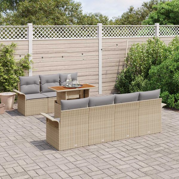vidaXL Garten-Sofa-Set mit Kissen 8 pcs Beige und Hellgrau