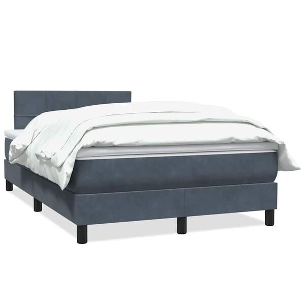 vidaXL Boxspringbett mit Matratze Dunkelgrau 120x220 cm Samt