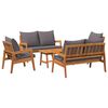 vidaXL Bistrogarnitur mit Kissen 5 pcs Braun Massivholz Akazie