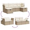 vidaXL 6-tlg. Garten-Sofagarnitur mit Kissen Beige Poly Rattan