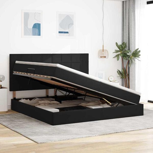 vidaXL Aufbewahrungsbett mit Matratze Schwarz 200 x 200 cm Samt
