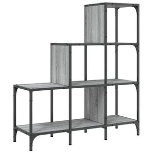 vidaXL B&uuml;cherregal Grau Sonoma 92x30x102 cm Holzwerkstoff und Metall