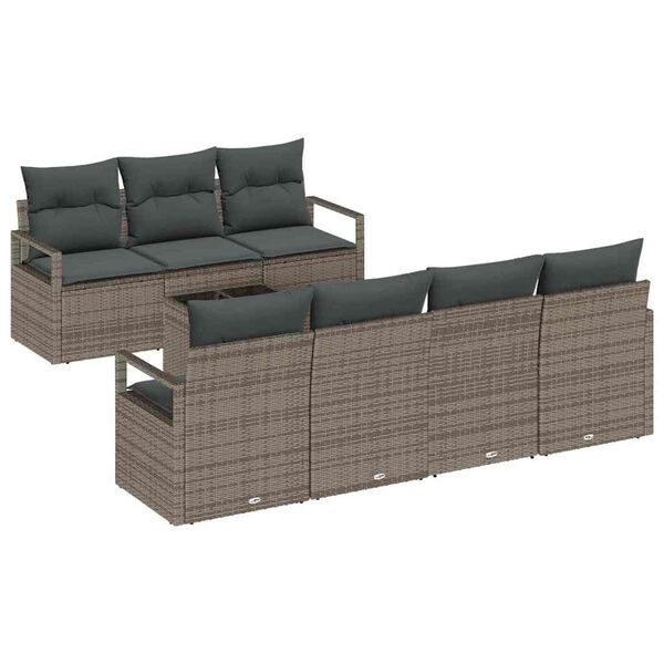 vidaXL Garten-Sofa-Set 8 pcs Grau Poly-Rattan und Stahl und Glas