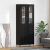 vidaXL Highboard 2 pcs Schwarz Eichen-Optik Engineered Wood und Glas