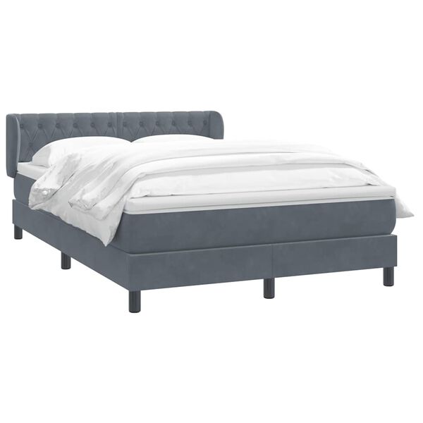 vidaXL Boxspringbett mit Matratze Dunkelgrau 140x210 cm Samt