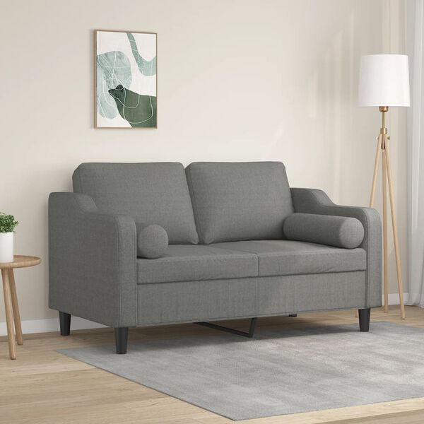 vidaXL 2-Sitzer-Sofa mit Kissen Dunkelgrau 120 cm Stoff