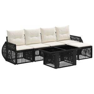 vidaXL Gartensofa-set 6 stk. Schwarz und Cremewei&szlig; Poly-Rattan