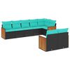 vidaXL 8-teiliges Gartensofa-Set mit Kissen, schwarzes Polyrattan