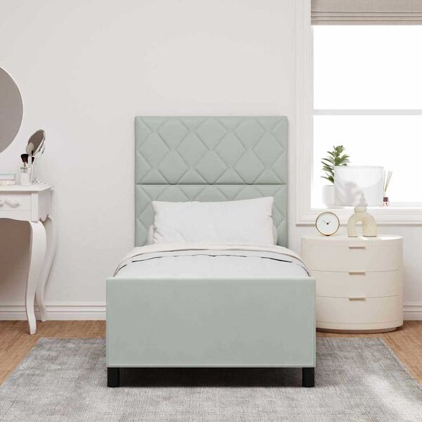 vidaXL Boxspringbett mit Kopfteil Hellgrau 90 x 190 cm Samt