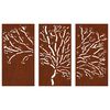 vidaXL 3-tlg. Garten-Wanddeko 105x55 cm Cortenstahl Baum-Design