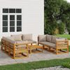 vidaXL 9-tlg. Garten-Lounge-Set mit Taupe Kissen Massivholz