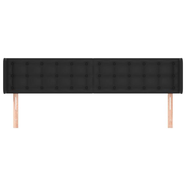 vidaXL Kopfteil mit Ohren Schwarz 163x16x78/88 cm Kunstleder