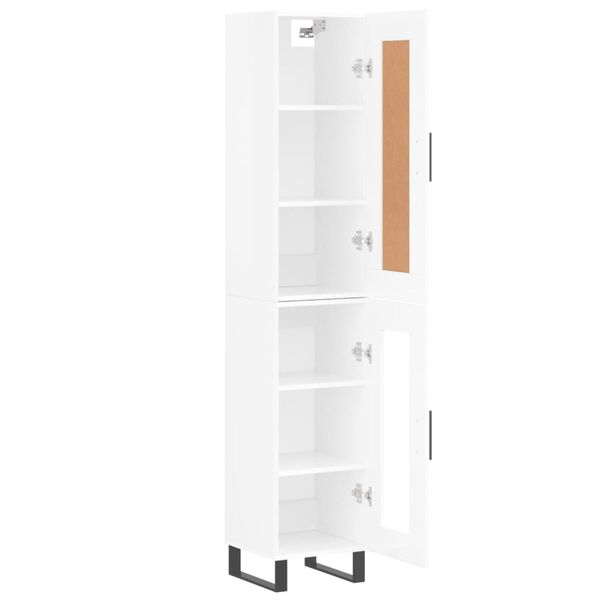 vidaXL Highboard Hochglanz-Wei&szlig; 34,5x34x180 cm Holzwerkstoff