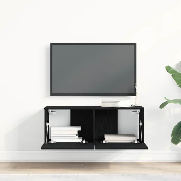 vidaXL TV-Schr&auml;nk 2 pcs Schwarz Eichen-Optik 80 x 30 x 30 cm