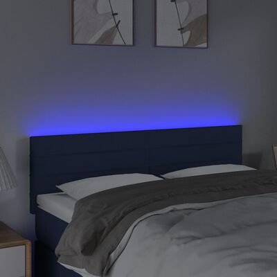vidaXL LED Kopfteil Blau 144x5x78/88 cm Stoff