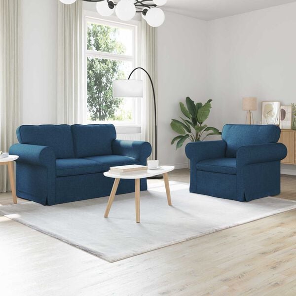 vidaXL Sofa Set 2 pcs Blau 155 x 82 x 80 cm Stoff