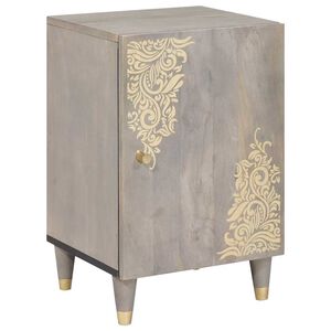 vidaXL Badezimmerschrank mit T&uuml;r Grau 38 x 33 x 58 cm Massivholz Mango