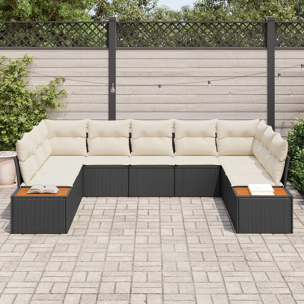 vidaXL Gartensofa-set mit Kissen 5 pcs Schwarz und Creme Polyrattan