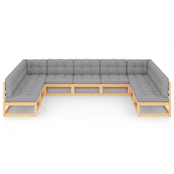 vidaXL 9-tlg. Garten-Lounge-Set mit Kissen Massivholz Kiefer