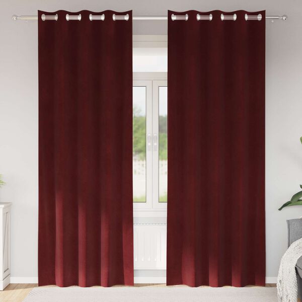 vidaXL Verdunkelungsvorh&auml;nge 2 pcs Weinrot 140 x 225 cm Samt