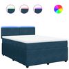 vidaXL Boxspringbett mit Matratze Blau 140x190 cm Samt