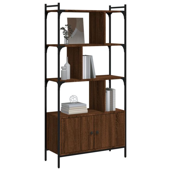 vidaXL B&uuml;cherregal mit T&uuml;ren Braun Eiche 76,5x30x154,5cm Holzwerkstoff