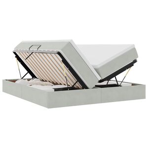 vidaXL Aufbewahrungsbett mit Matratze Hellgrau 180 x 200 cm Samt